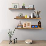 Wooden Floating Shelves Wall Mounted Set of 3, Rustic Large Wall Shelf with Ledge for Bathroom Bedroom Kitchen Living Room