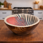 LTD Printed  Meena Mango Wood Bowl –   Handcrafted Round Serving Bowl