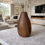 Modern Wooden Flower Vase for Table - Luxury Brown Vase Centerpiece for Living Room
