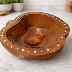 Wooden Portable & Foldable Apple Shape Basket with Handle & Stand for Kitchen & Dining Table