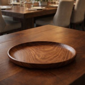 Sheesham Wood Serving Round plate : 25cm